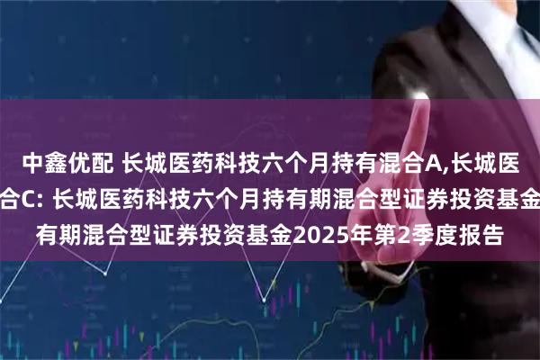 中鑫优配 长城医药科技六个月持有混合A,长城医药科技六个月持有混合C: 长城医药科技六个月持有期混合型证券投资基金2025年第2季度报告